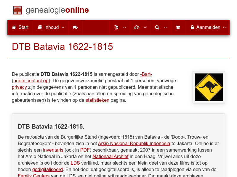 Screenshot van website