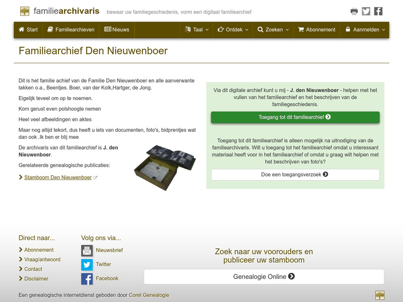 Screenshot van website