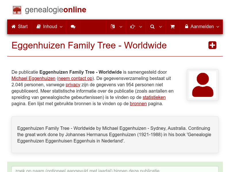 Screenshot van website