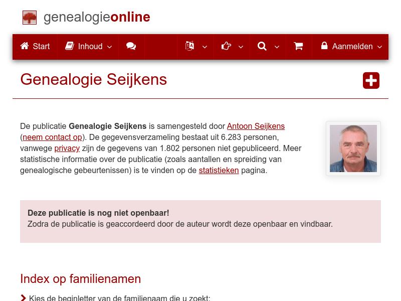 Screenshot van website