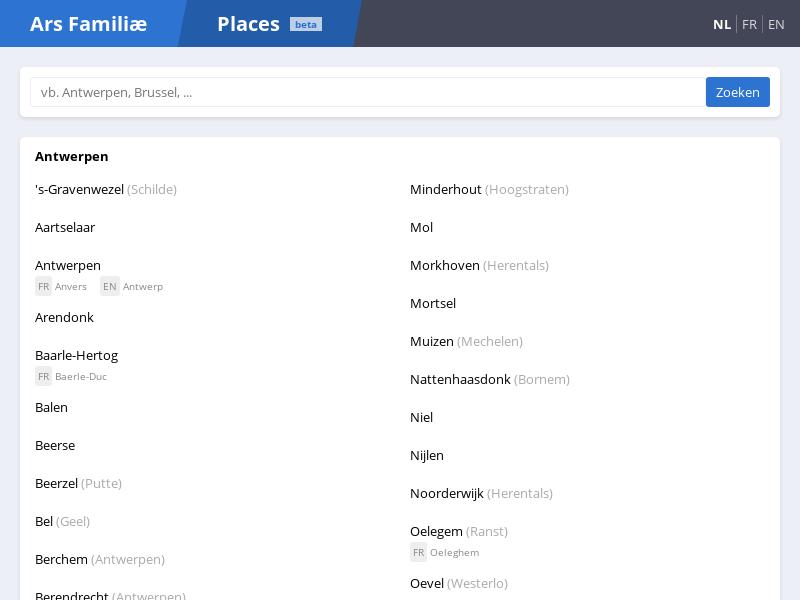 Screenshot van website