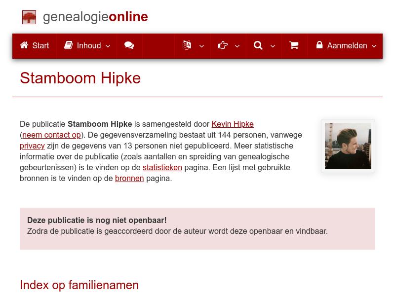 Screenshot van website
