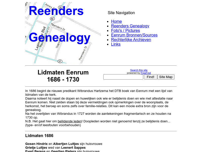 Screenshot van website