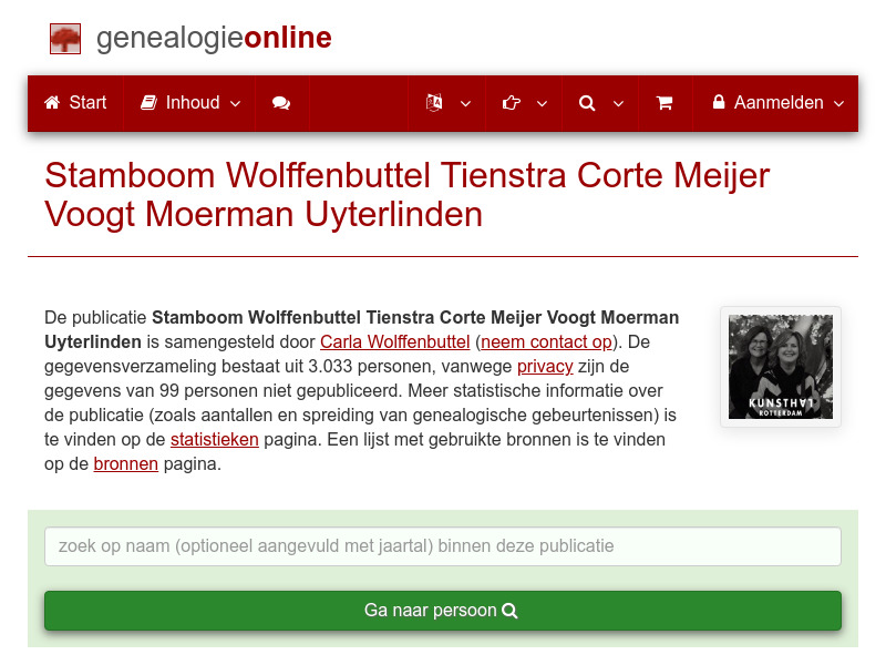 Screenshot van website