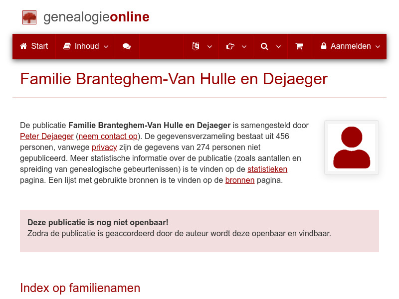 Screenshot van website