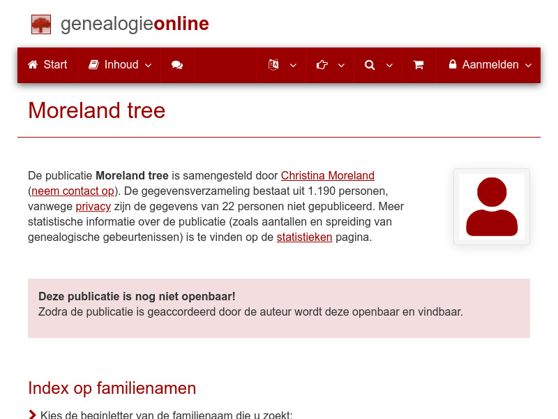 Screenshot van website