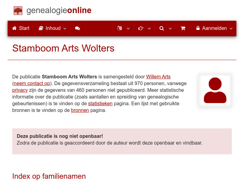 Screenshot van website