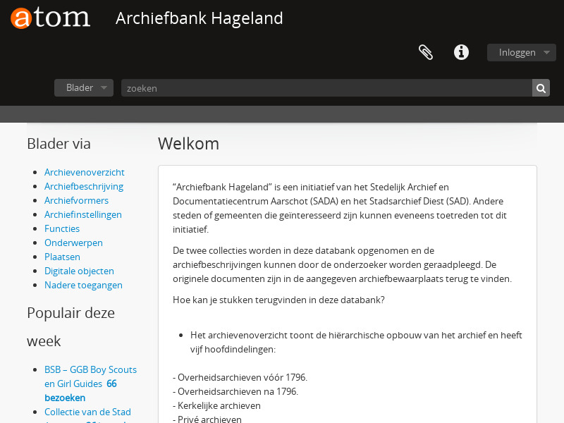 Screenshot van website