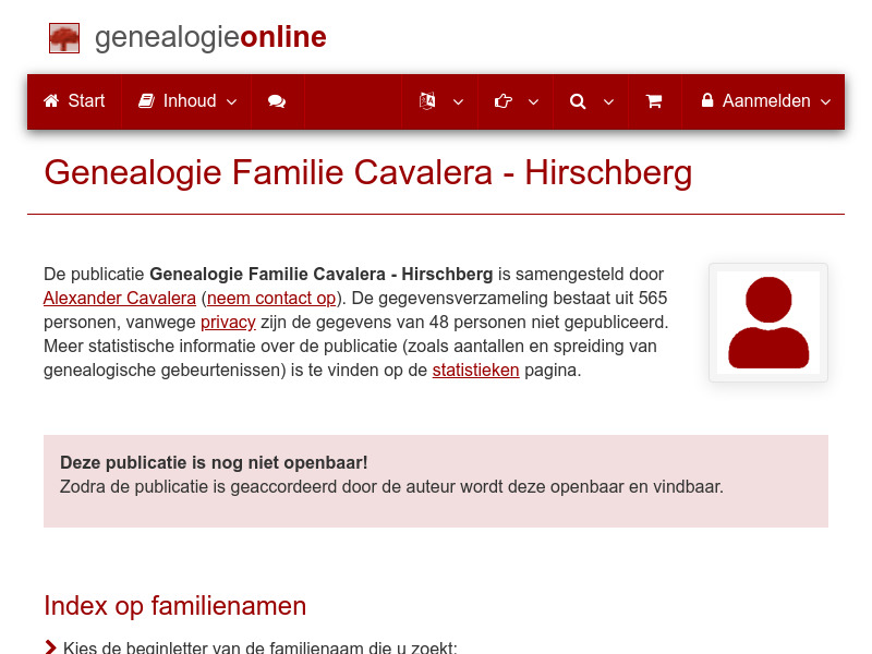 Screenshot van website