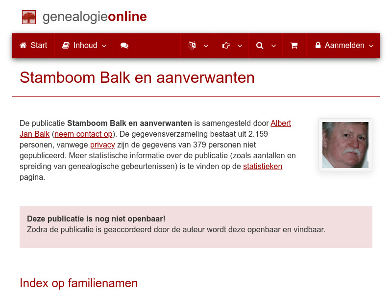 Screenshot van website