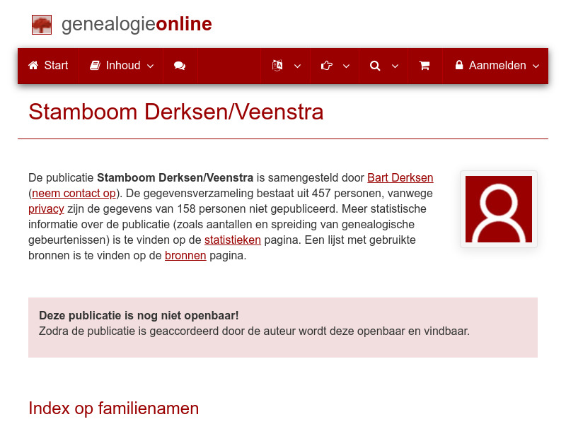 Screenshot van website