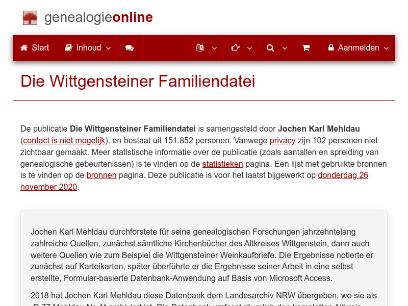 Screenshot van website