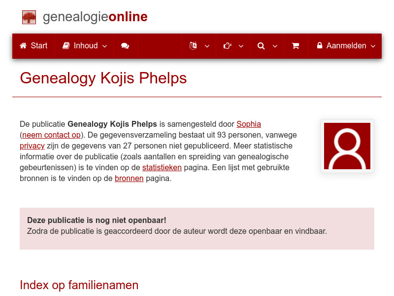 Screenshot van website
