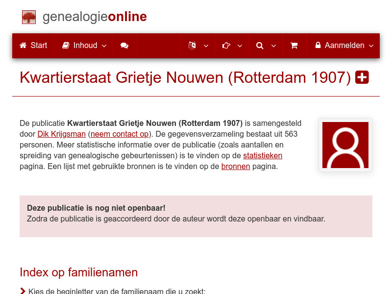 Screenshot van website