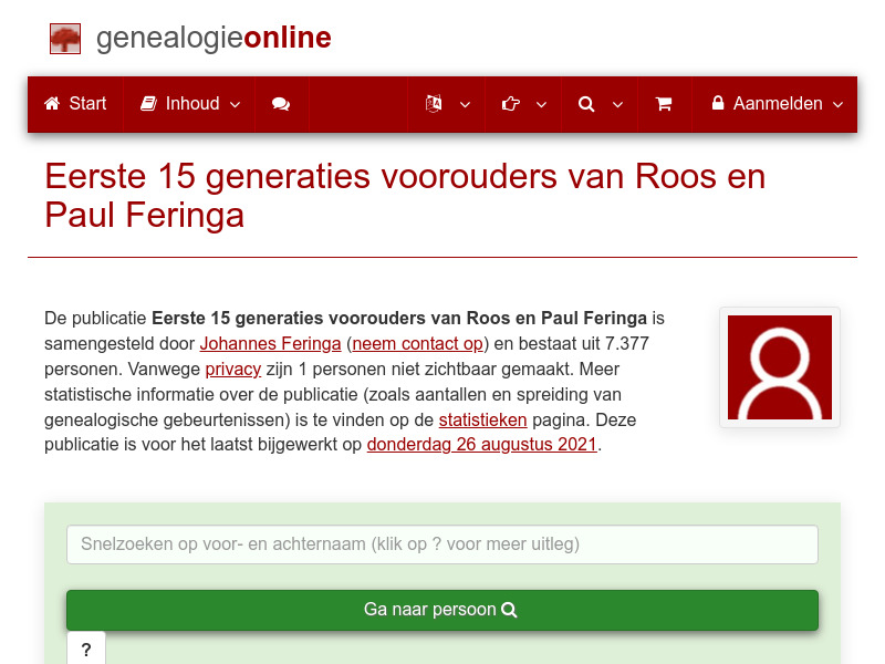 Screenshot van website