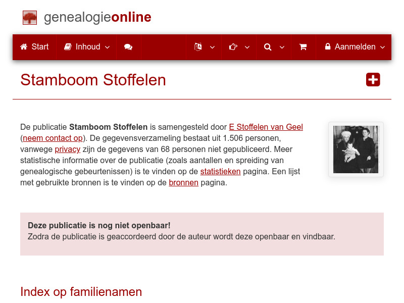 Screenshot van website