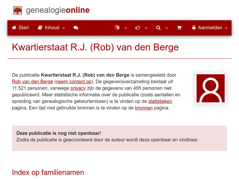 Screenshot van website