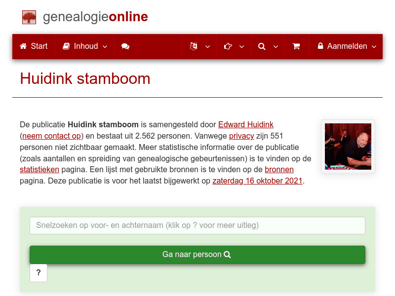 Screenshot van website