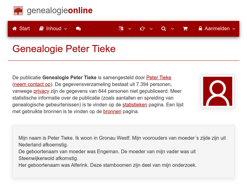 Screenshot van website
