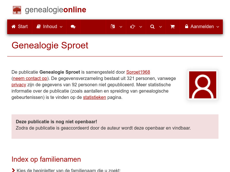 Screenshot van website