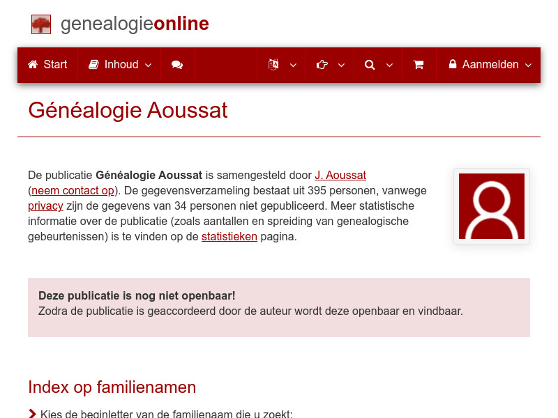 Screenshot van website