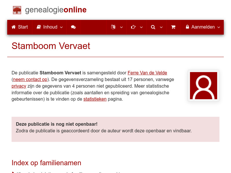Screenshot van website