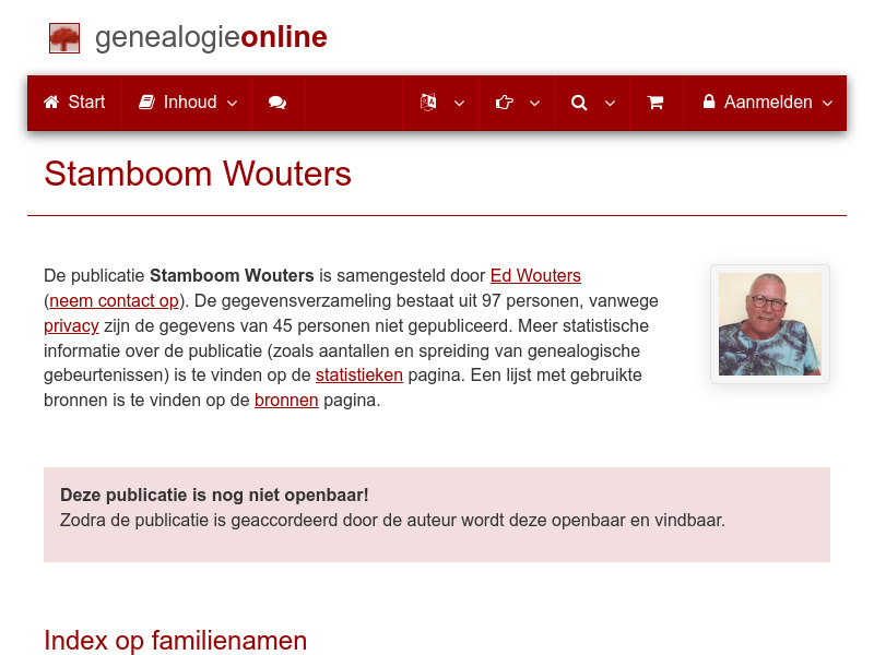 Screenshot van website