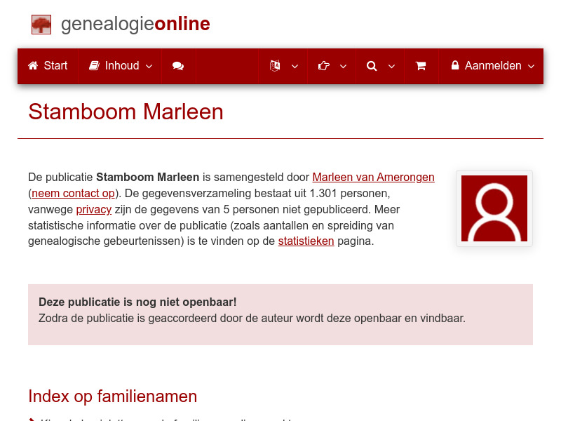 Screenshot van website