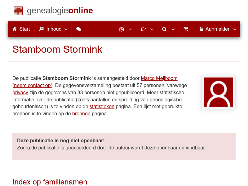Screenshot van website