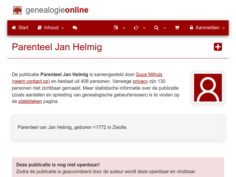 Screenshot van website