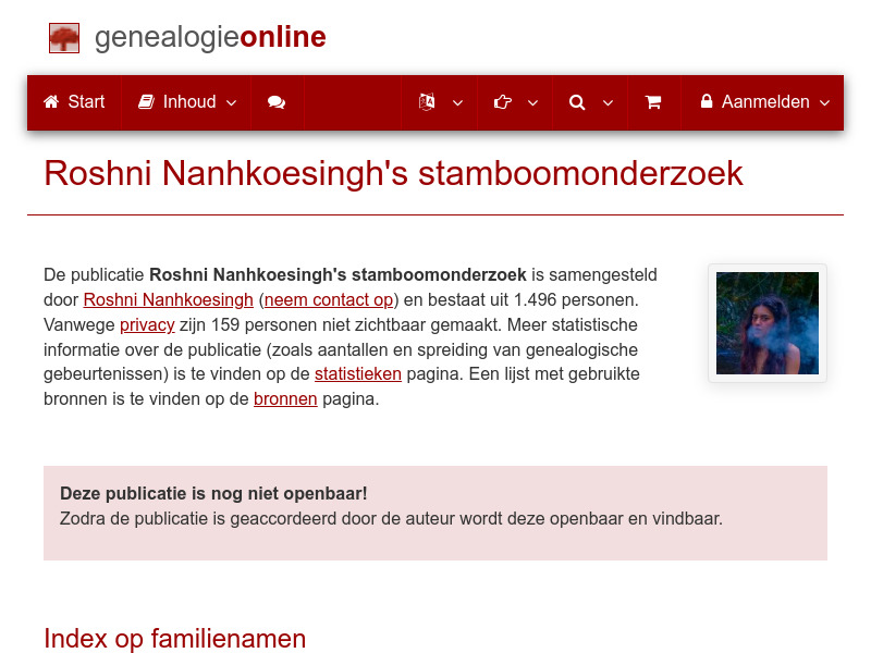 Screenshot van website