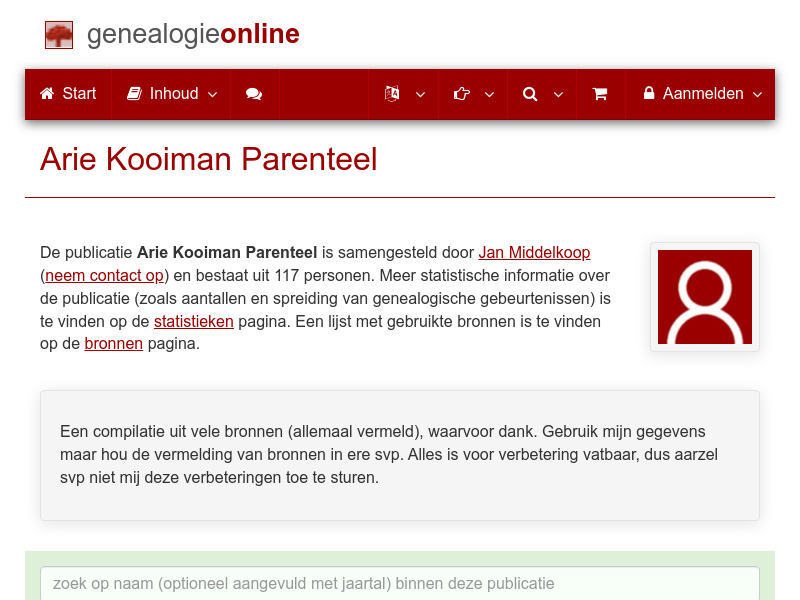 Screenshot van website