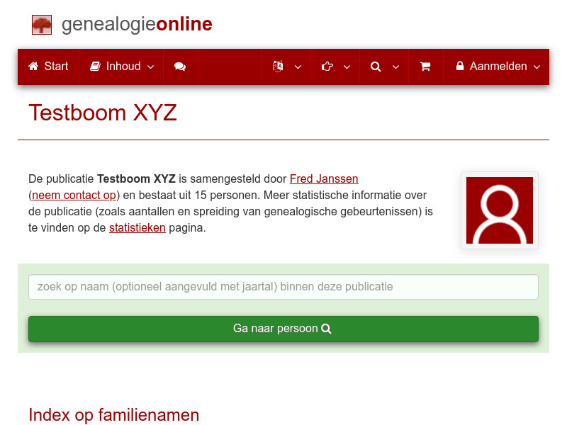 Screenshot van website