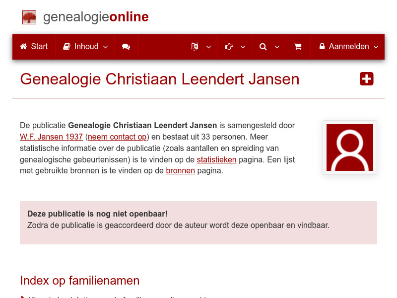 Screenshot van website