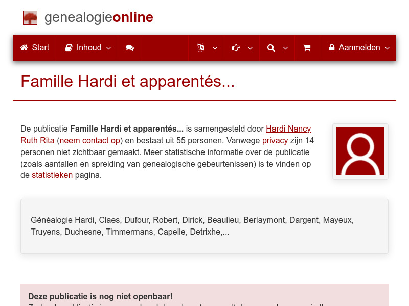 Screenshot van website