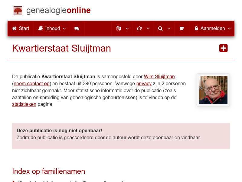 Screenshot van website