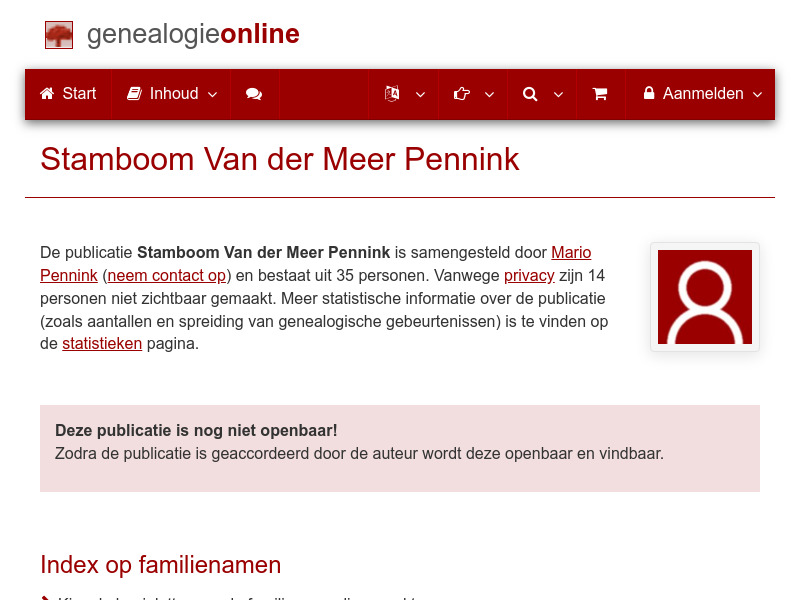 Screenshot van website
