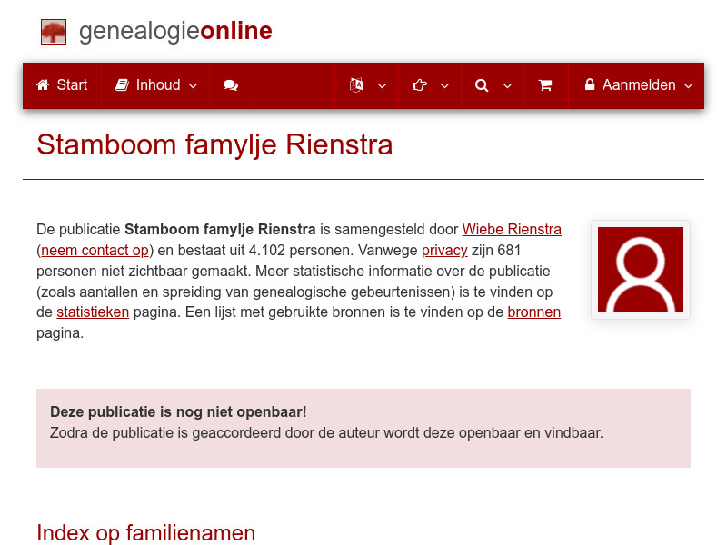 Screenshot van website