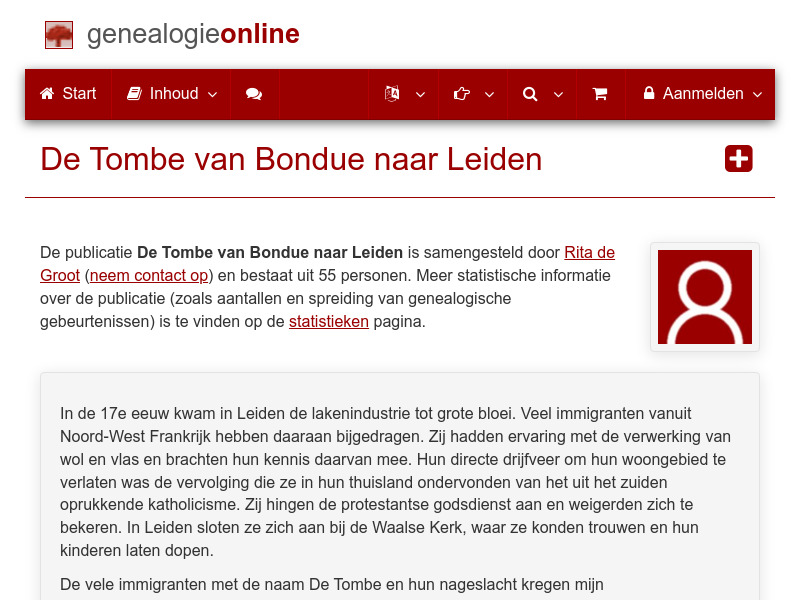 Screenshot van website
