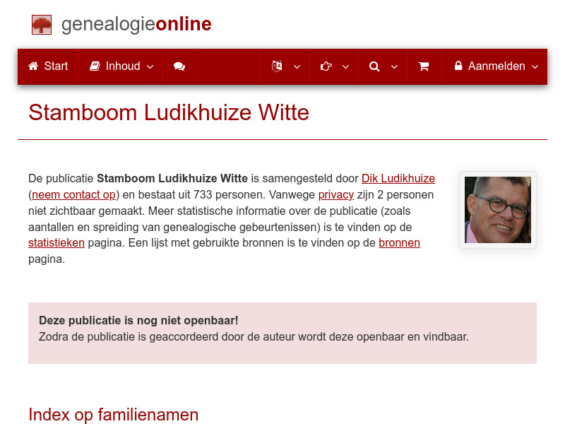 Screenshot van website