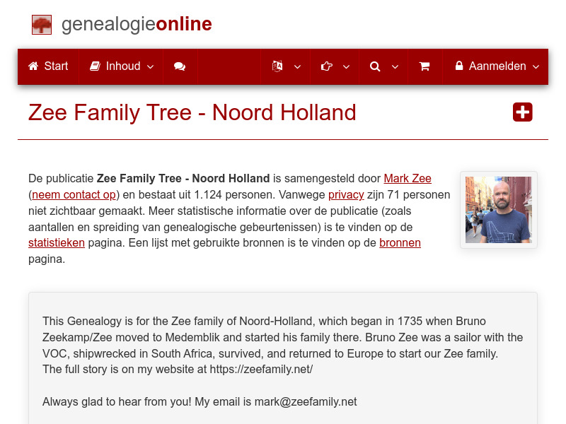 Screenshot van website