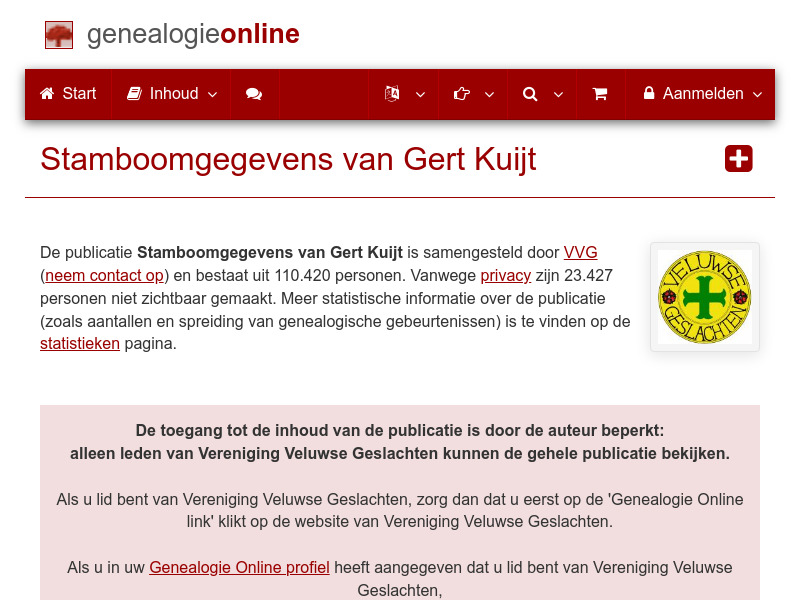 Screenshot van website