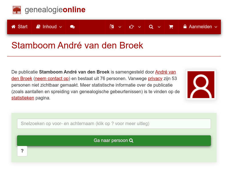 Screenshot van website