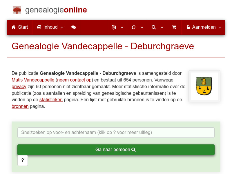 Screenshot van website