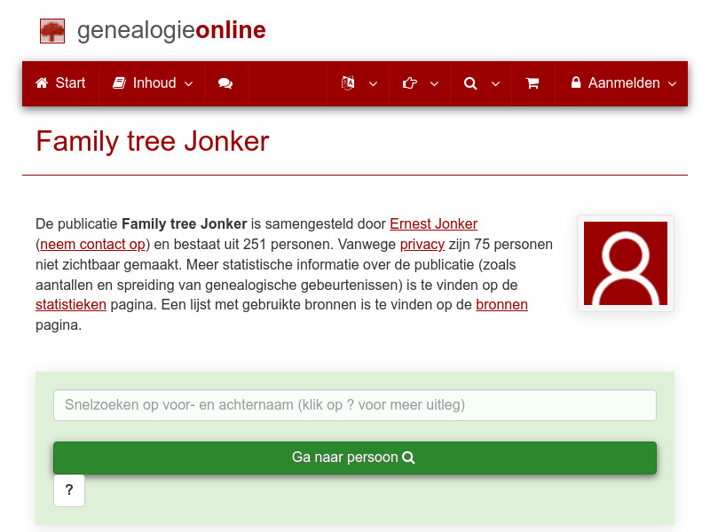 Screenshot van website