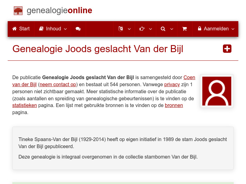 Screenshot van website