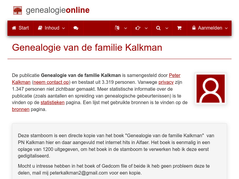 Screenshot van website