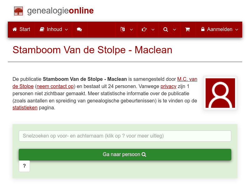 Screenshot van website