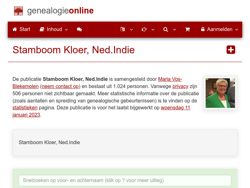 Screenshot van website