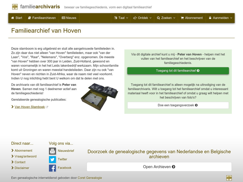 Screenshot van website